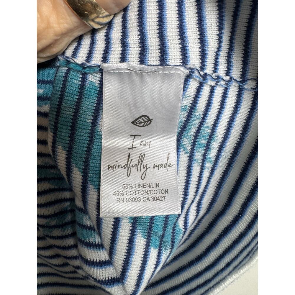 NIC + ZOE Leaving Lines Top NWT $148 SS Linen Blend Blue Teal Size L - Picture 9 of 9
